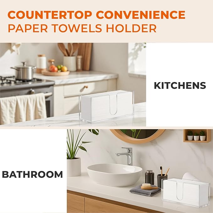 2PACK Paper Towel Holder, Countertop Paper Towel Dispenser Bathroom Paper Hand - Image 5