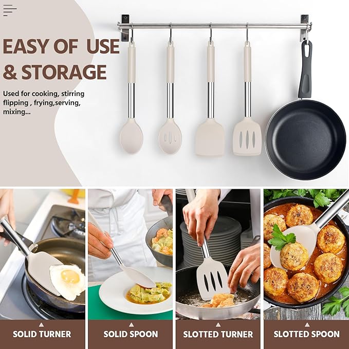 E-far Cooking Utensils Set of 4, Silicone Kitchen Utensils - Image 6