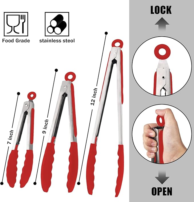 Kitchen Tongs with Silicone Tips, Kitchen Tongs, Cooking Tongs, Premium - Image 5