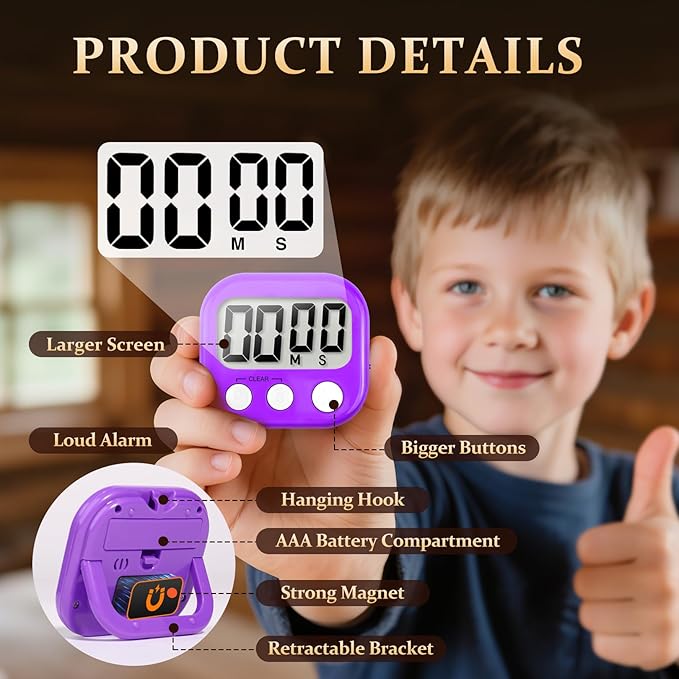 6 Pack Digital Kitchen Timer Small Classroom Timers - Image 4