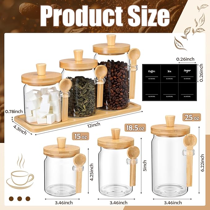 Suclain 3 Pcs Glass Coffee Container - Image 2