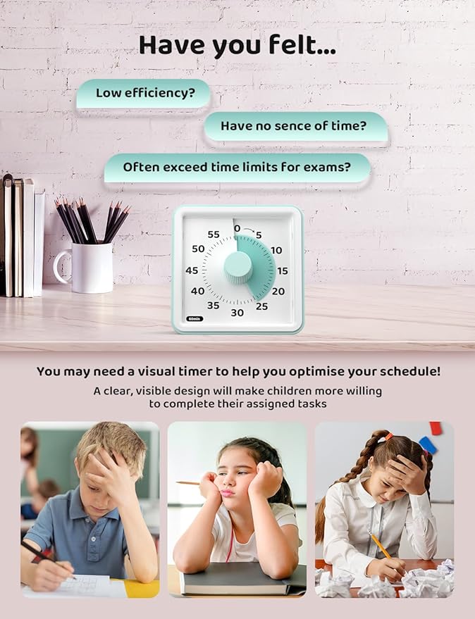 LIORQUE Visual Timer for Kids, 60-Minute Countdown Timers for Classroom Office - Image 4