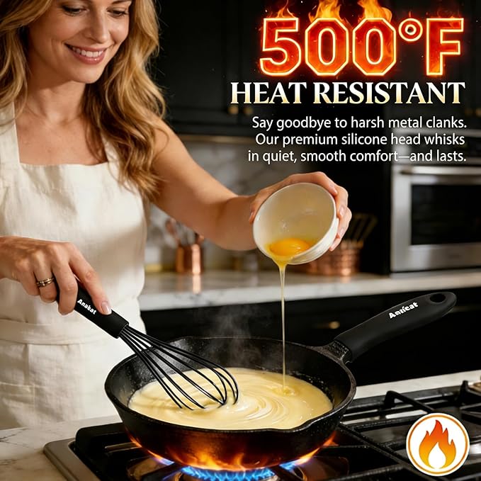 Anaeat Silicone Balloon Whisk, Milk and Egg Beater Blender, Heat Resistant - Image 4
