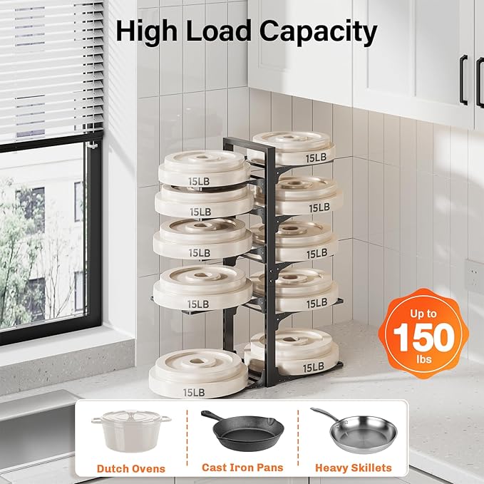 MUDEELA 10-Tier Pots and Pans Organizer under Cabinet, 23.62" Height Heavy Duty - Image 4