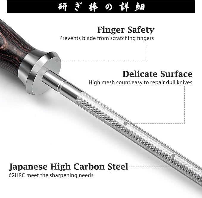 HOSHANHO Honing Rod, 10 Inch Professional Kitchen Knife Sharpener Rod, Japanese - Image 2