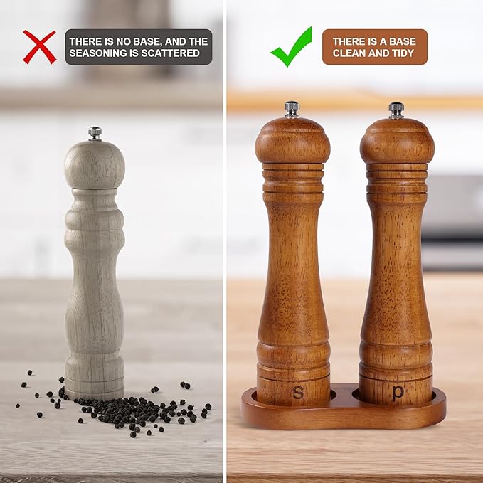 DEBETOOL Wooden Salt and Pepper Grinder Set - Image 5