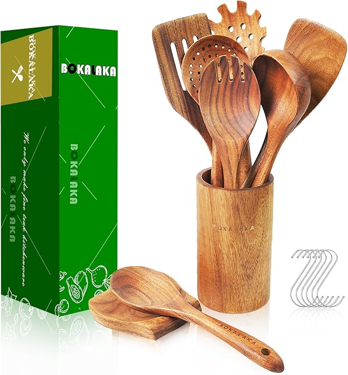 Teak Wooden Spoons for Cooking by BOKALAKA