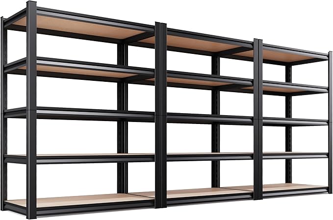 Set of 3 46" W Garage Shelving-2050 lbs 5 Tier Storage Shelves, Adjustable by Unknown