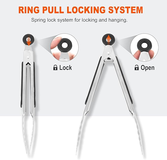Anaeat Stainless Steel Locking Tong Set of 3 - Image 5