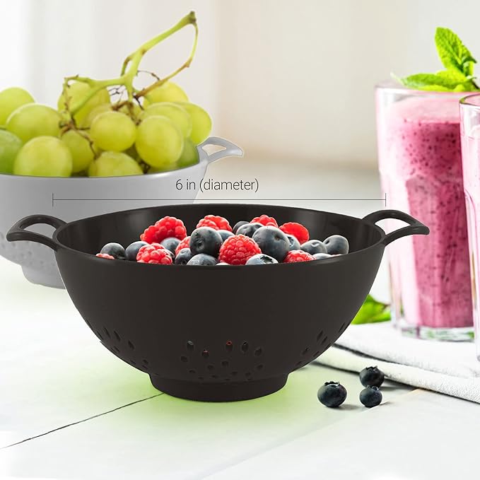 Meadow Lane 6-inch Small Colander, Dishwasher Safe, Double Handles, Compact - Image 3