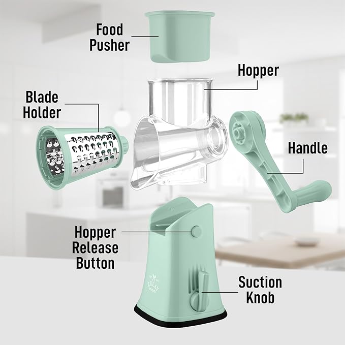 Zulay Kitchen Rotary Cheese Grater 5 Blade Cheese Shredder - Image 8