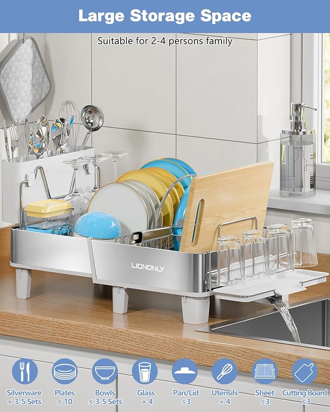 Dish Drying Rack, 304 Stainless Steel Expandable Dish Rack - Image 8