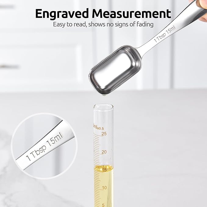 U-Taste Narrow Square Measuring Spoons: 18/8 Stainless Steel Kitchen Measure - Image 5