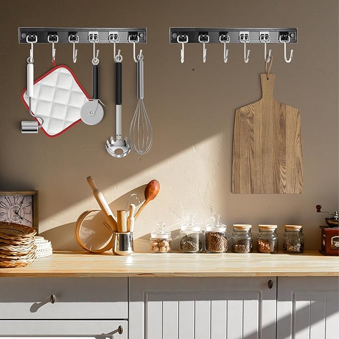 Cociat 2pcs Utensil Racks with 6 Hooks 11 Inch Mug Holder Under Cabinet Kitchen - Image 7