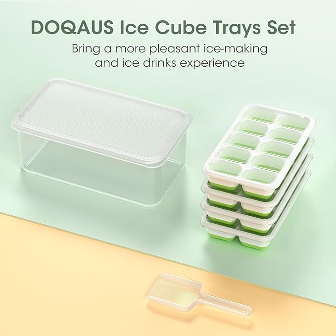 DOQAUS Ice Cube Tray with Lid and Bin - Image 8