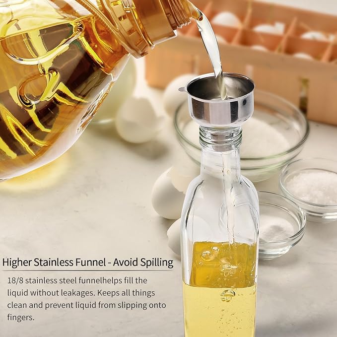 BAKHUK 4 Pack 17oz Olive Oil Dispenser Bottles, 500ml Clear Glass Vinegar Cruet - Image 3
