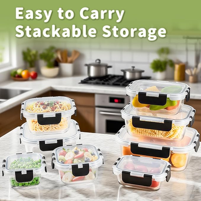 8 Pack Borosilicate Glass Food Storage Containers - Image 3