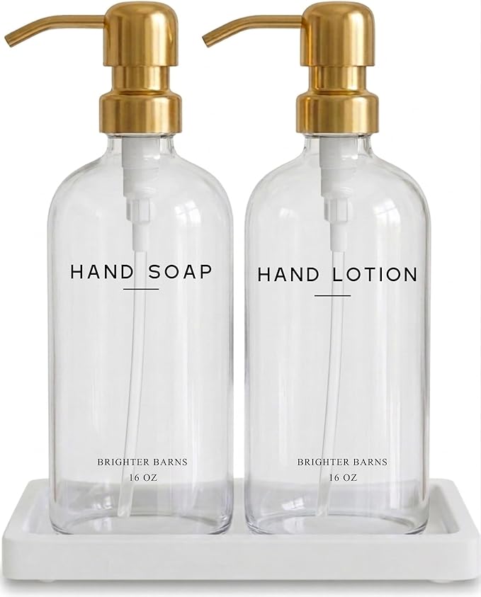 Luxury Glass Soap Dispenser Bathroom Set by Brighter Barns by BrighterBarns