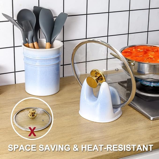 Nihow Pot Lid Holder: Stable Ceramic Pan Lid Holder - Image 3