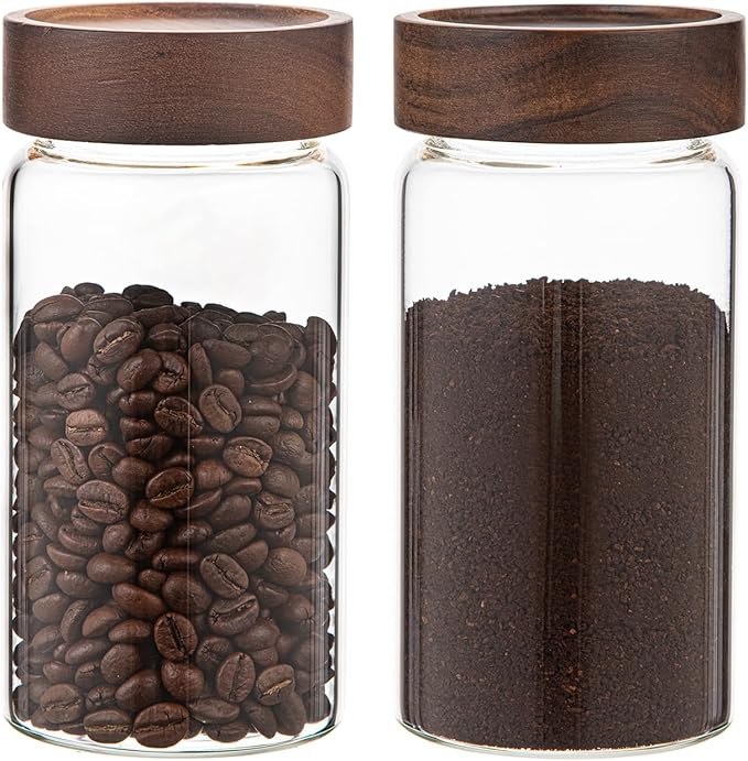 18 OZ Glass Coffee Jars with Top Screw Lid Ground Sugar Spice Herb Container - Image 5