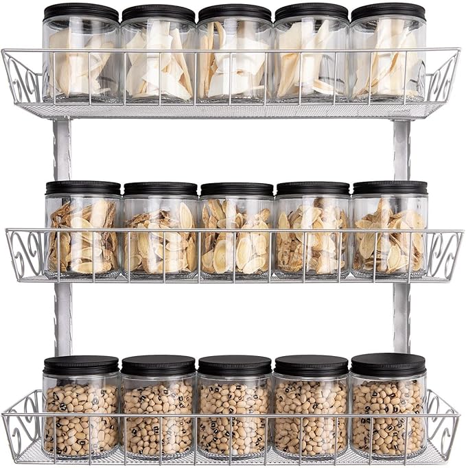 SWOMMOLY Adjustable Wall Mount Spice Rack, 3-Tier Dual-use Organizer - Image 5