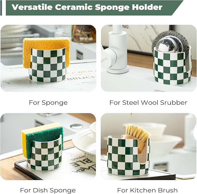 Zoeeker Ceramic Kitchen Sponge Holder, Dish Sponge Holder Suitable - Image 4