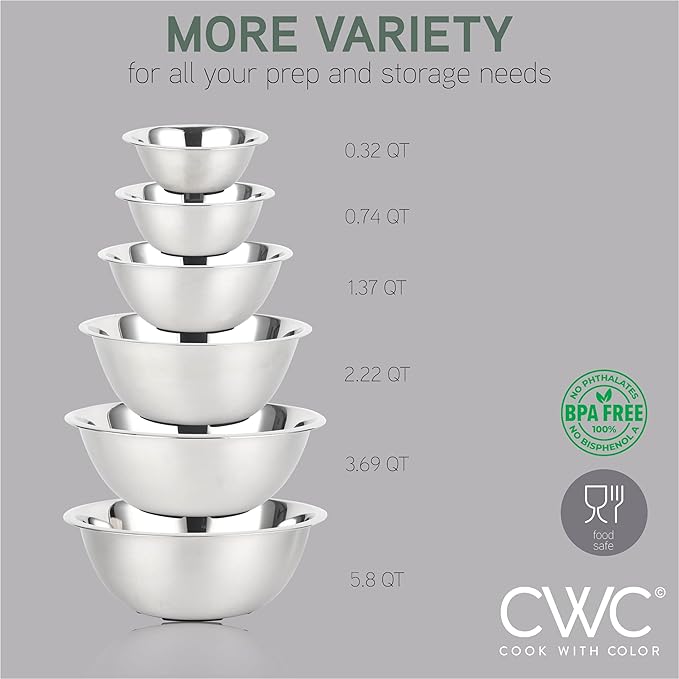 COOK WITH COLOR Stainless Steel Mixing Bowls Set - Image 3