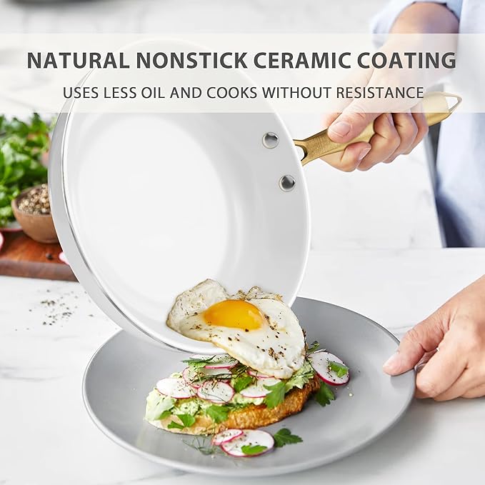 Ceramic Cookware Set, VONIKI 16 Pcs Pots and Pans Set Non Stick, Kitchen - Image 3