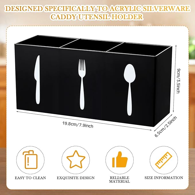 Suzile Acrylic Cutlery Storage Organizer Bin Silverware Caddy Countertop Knife - Image 2