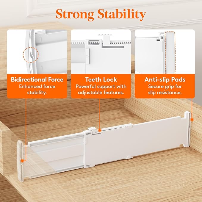 Lifewit 4" Tall 5 Pack Drawer Dividers, 35-56.5cm/13.8-22.2" Expandable Drawer - Image 5