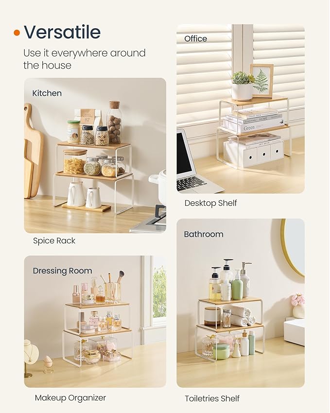 SONGMICS HOME Cabinet Organizer Shelf, Kitchen Storage, Spice Rack, Expandable - Image 7