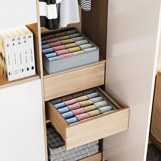 Joyoldelf Sock Drawer Organizer Divider Underwear Organizer 24-cell Fabric - Image 7