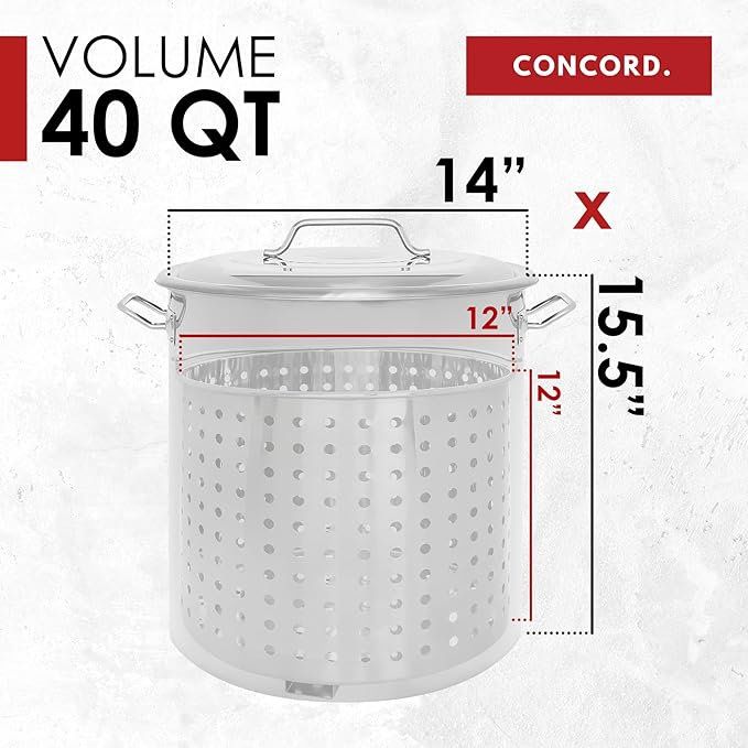 CONCORD Stainless Steel Stock Pot w/Steamer Basket. Cookware great - Image 5