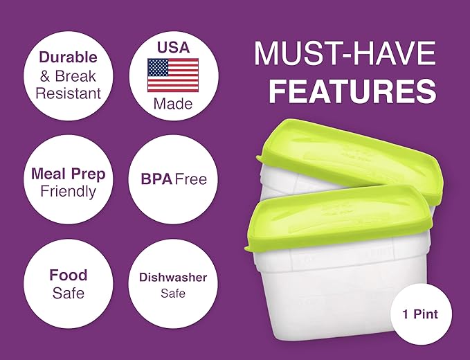 Arrow Reusable Plastic Storage Container Set, 10 Pack, 1 Pint/16 Ounce Each – - Image 3