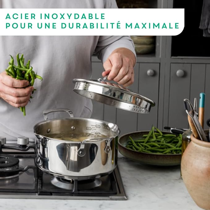 T-Fal Jamie Oliver Cooks Direct, Stainless Steel Non-stick Frying Pan 3 Pcs Set - Image 7