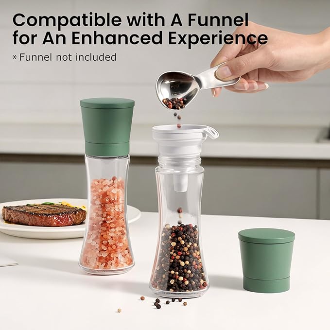 VEVOK CHEF Green Salt and Pepper Grinder Mill Set Stainless Steel Pepper Shaker - Image 6