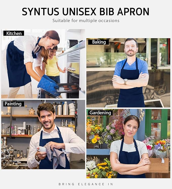 Syntus Apron for Men Women, Adjustable Cooking Kitchen Chef Aprons - Image 7