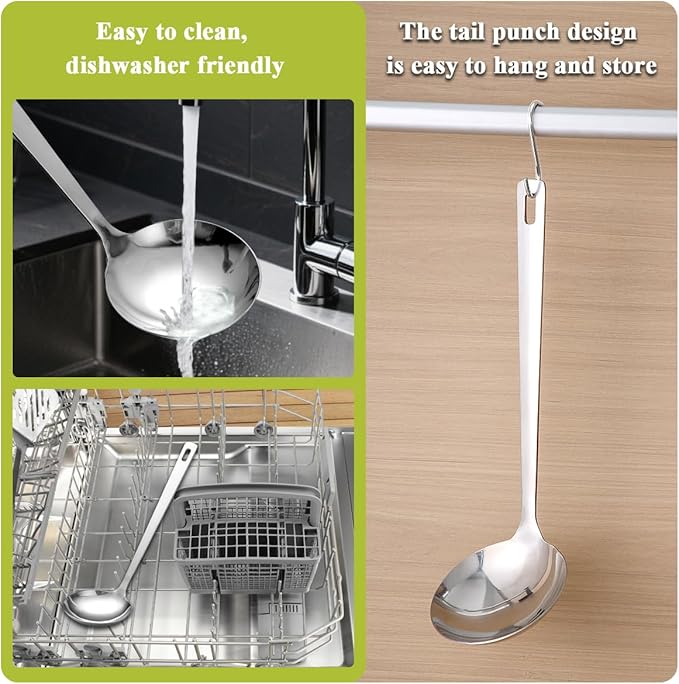 Berglander Stainless Steel Soup Ladle, 11.8" Durable Ladel Spoon - Image 7
