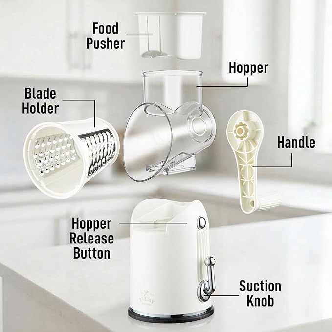 Zulay Kitchen Rotary Cheese Grater 5 Blade Cheese Shredder - Image 9