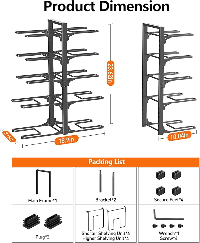 MUDEELA 10-Tier Pots and Pans Organizer under Cabinet, 23.62" Height Heavy Duty - Image 3