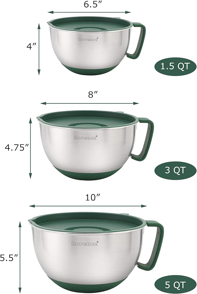 Rorence Mixing Bowls Set: Stainless Steel Non-Slip Bowls - Image 2