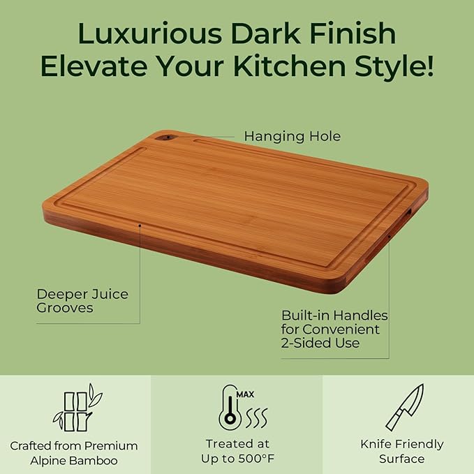 Keechee Wood Cutting Board, Carbonized Bamboo Cutting Boards Set - Image 6