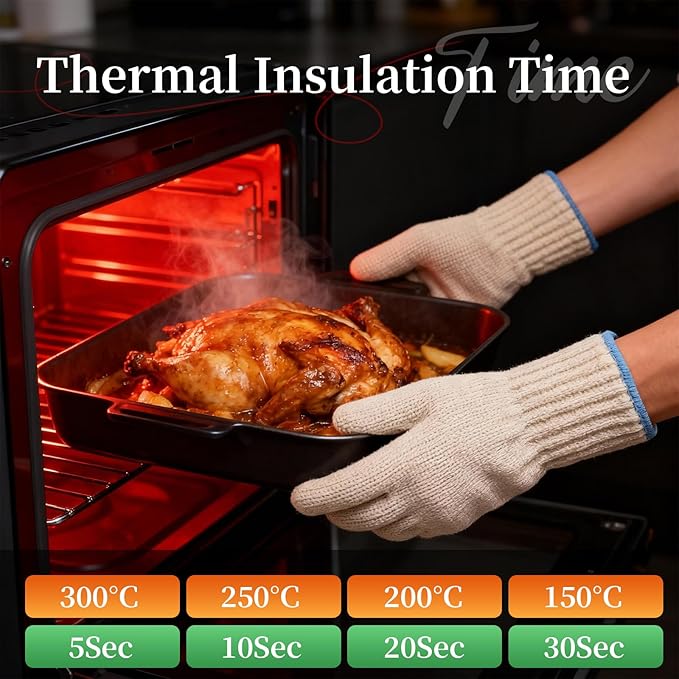 Hovico Heat Resistant Oven Gloves, Ove Glove BBQ Gloves Heat Resistant Cooking - Image 7