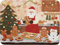 Christmas Dish Drying Mat for Kitchen Counter 18x24 Santa Claus Gingerbread by Aytipun