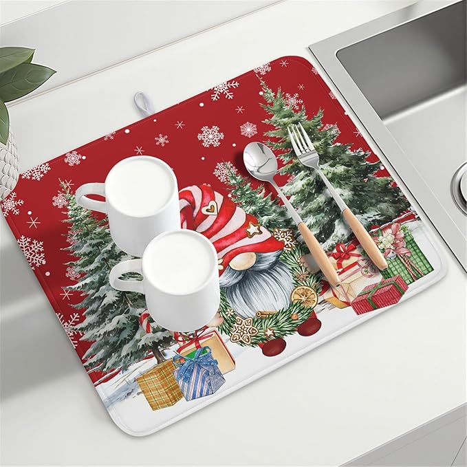 Christmas Dish Drying Mat for Kitchen Counter, Merry Christmas Dish Drying Mat - Image 8