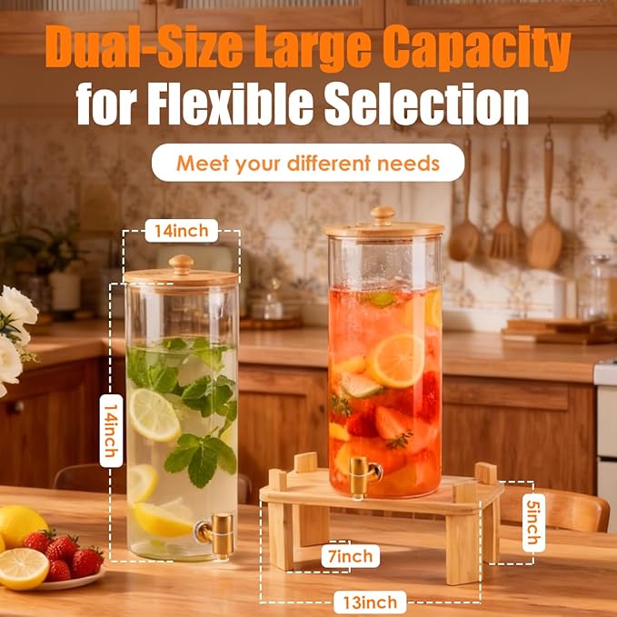 2 Gallon 2 Pack large Glass Drink dispenser - Image 2
