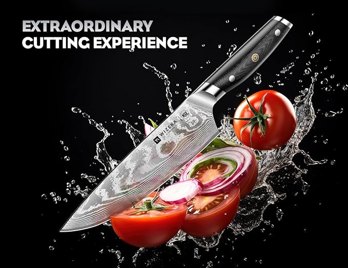WIZEKA Damascus Chef Knife Set: 3 PCS, Super Sharp Kitchen Knives: Made of - Image 2
