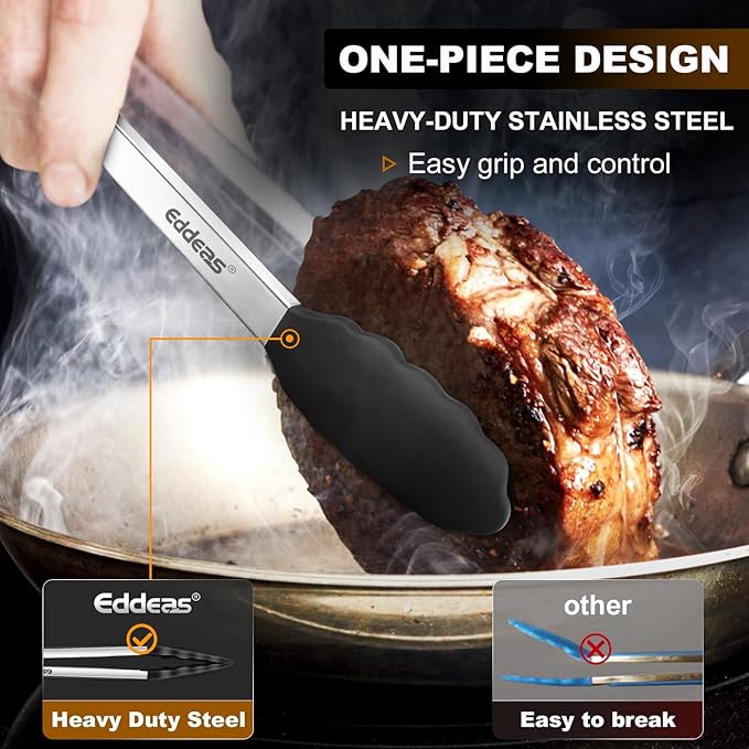 Kitchen Tongs with Silicone Tips, Heat Resistant 600 Degrees All Metal handle - Image 2