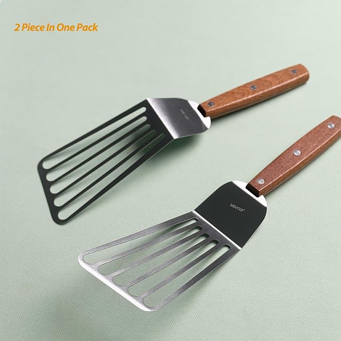 2 Pack Offset Fish Spatula Turner, Stainless Steel Slotted Spatulas - Image 3