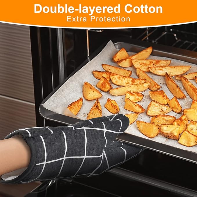 AUAUY Oven Mitts and Pot Holders 6PCS Set, 392°F Heat Resistant Cooking Gloves - Image 3